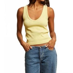 perfectwhitetee Yellow Ribbed V-Neck Tank Top
